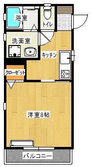 かんのハイツ赤坂(1K/1階)の間取り写真