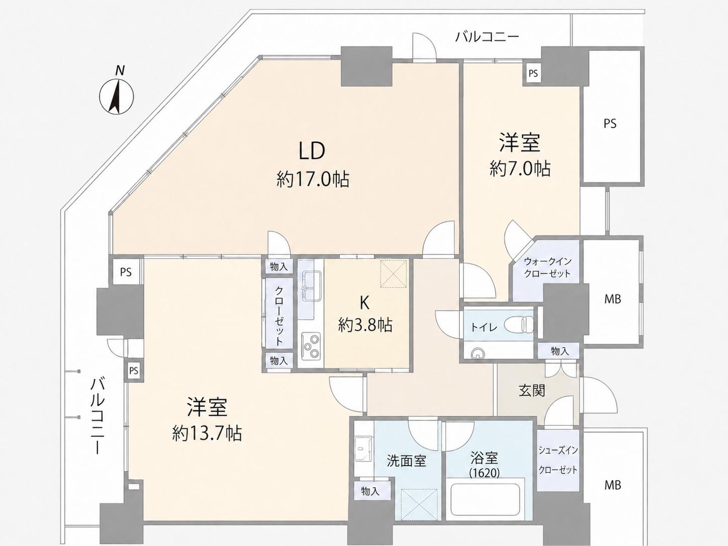 勝どきビュータワー(2LDK/49階)の間取り写真