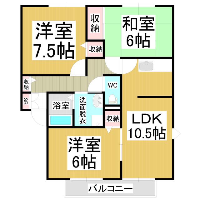 オリージャ寿(3LDK/2階)の間取り写真