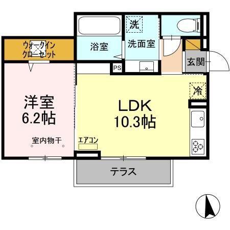 山五ヒルズ(1LDK/1階)の間取り写真