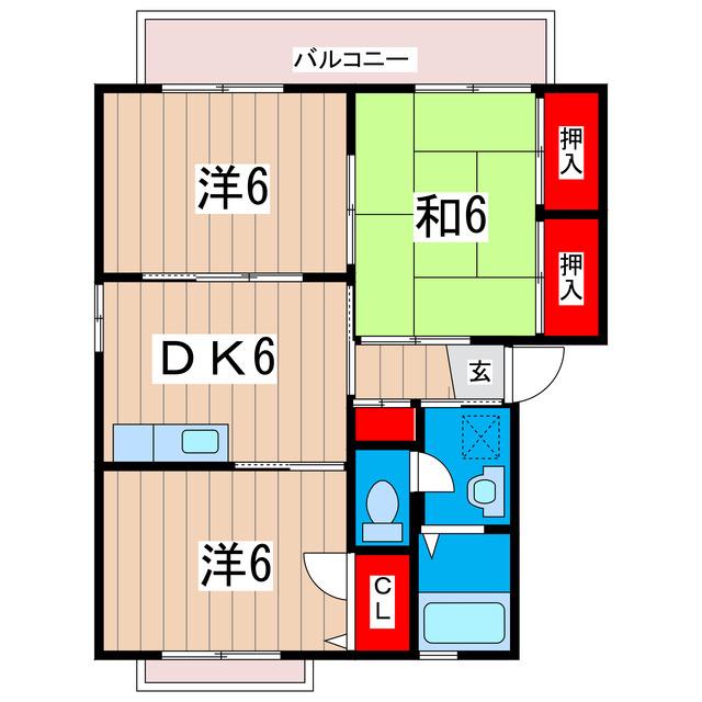 ドミールみずきD(3DK/2階)の間取り写真