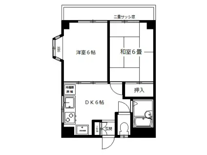 ハイツヒラヤマ(2DK/2階)の間取り写真