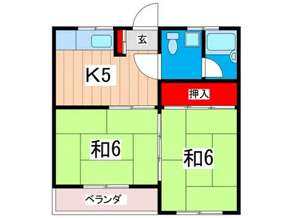 鈴の宮マンション(2K/2階)の間取り写真