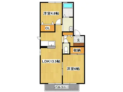 エトワールII (2LDK/2階)の間取り写真