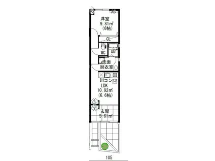 ハナミアパートメント(1LDK/1階)の間取り写真