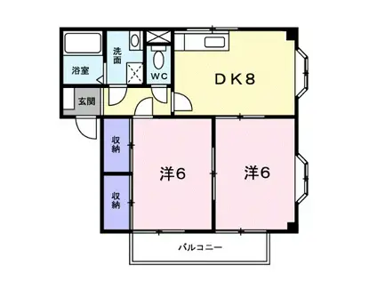 ヴィラマリン(2DK/2階)の間取り写真