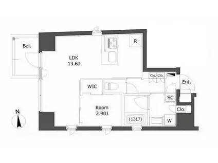 PRIMAL上野イースト(1LDK/8階)の間取り写真
