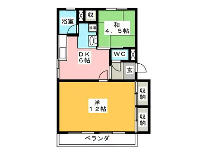 コーポ大坪(2DK/1階)の間取り写真