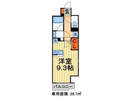 ロイジェントパークス千葉中央(ワンルーム/4階)の間取り写真