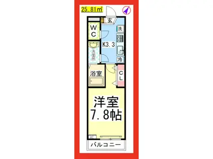 AF プレミエ・サイ(1K/3階)の間取り写真