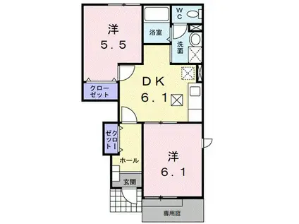 チェリークイーン(2DK/1階)の間取り写真