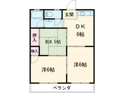 津高東ハイツ(3DK/2階)の間取り写真