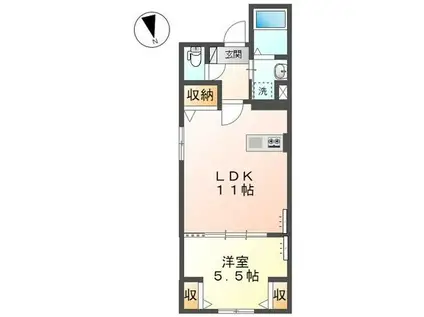 RKマンション(1LDK/1階)の間取り写真