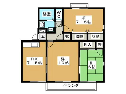 ワイエムハウスミコタ A棟(3DK/2階)の間取り写真