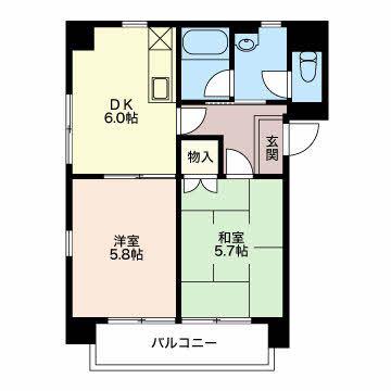 パークサイド仲の町(2DK/4階)の間取り写真