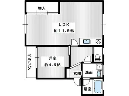 寿マンション(1LDK/2階)の間取り写真