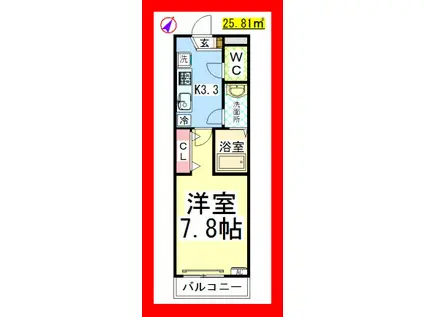 AF プレミエ・サイ(1K/3階)の間取り写真