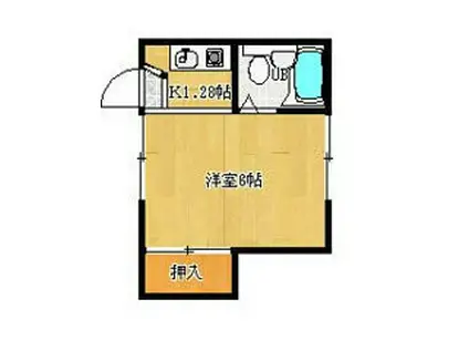 高田ハウス(ワンルーム/2階)の間取り写真