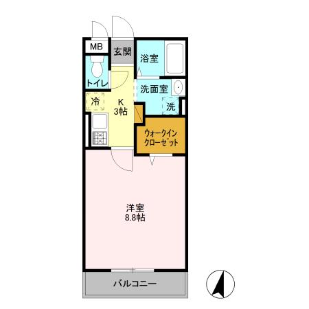 サンライズ蒲生(1K/1階)の間取り写真