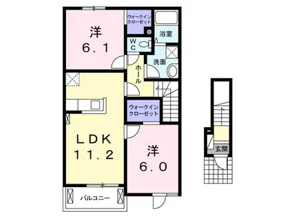 フレスクーラ(2LDK/2階)の間取り写真