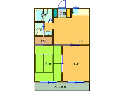 北田ハイツ(2DK/3階)の間取り写真