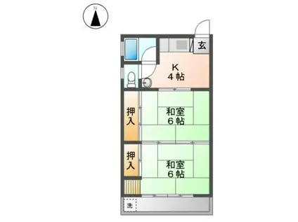 岩田ビル北館(2K/2階)の間取り写真