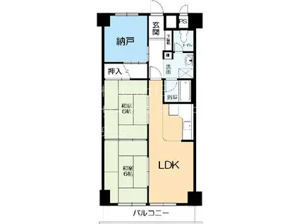 ライオンズマンション第6江坂(2SLDK/7階)の間取り写真