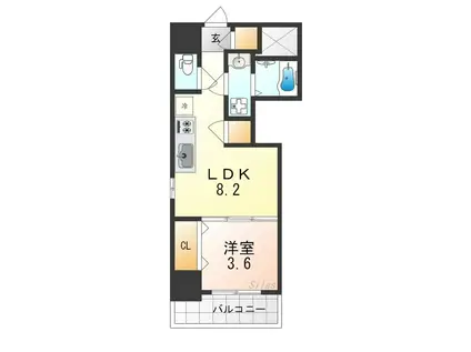 クローバー・レシデンスNAKAMOZU(1LDK/10階)の間取り写真