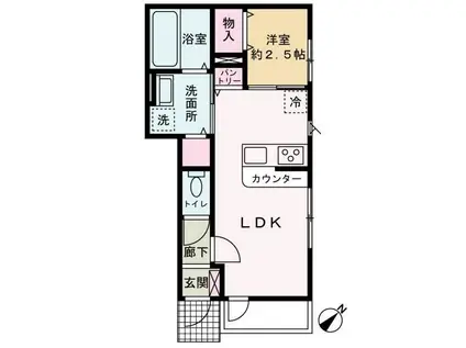YKアパート(1LDK/1階)の間取り写真