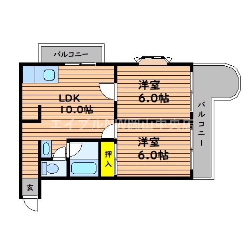 三貴ビル(2LDK/2階)の間取り写真