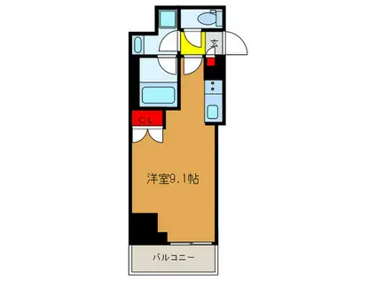BRILLIA IST 赤羽(ワンルーム/3階)の間取り写真