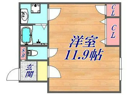 平野レジデンス(ワンルーム/1階)の間取り写真