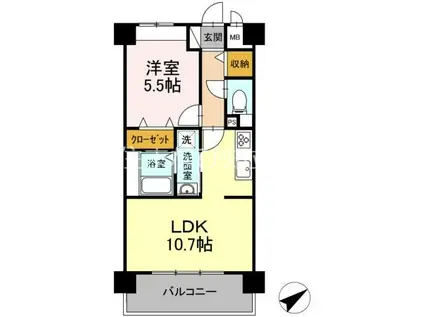 RESIDENTIAL岡崎(1LDK/2階)の間取り写真