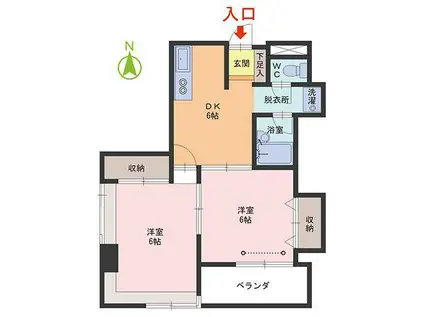 メゾンDEフェニックス(2DK/4階)の間取り写真