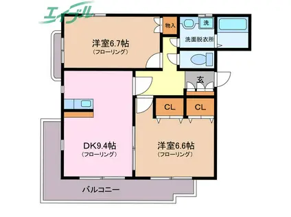 テージス(2DK/2階)の間取り写真