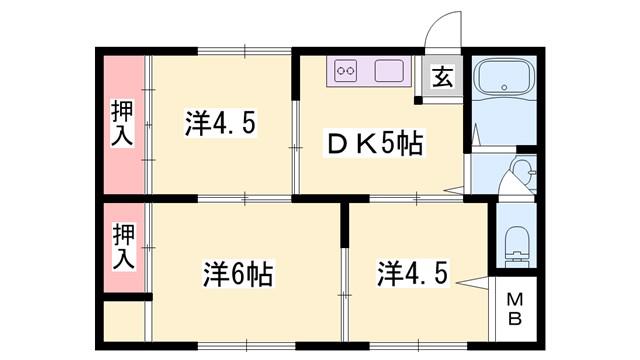 クィーンヒルズ(3DK/3階)の間取り写真