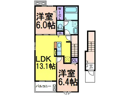 カーサ アリエッタ(2LDK/2階)の間取り写真