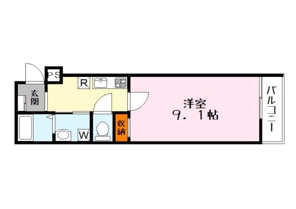 ビエノス京都伏見(1K/1階)の間取り写真