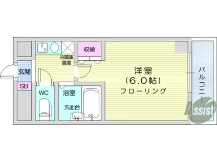 ステュディオ仙台(1K/3階)の間取り写真