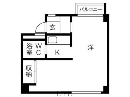 アサヒコートハウス(1K/2階)の間取り写真