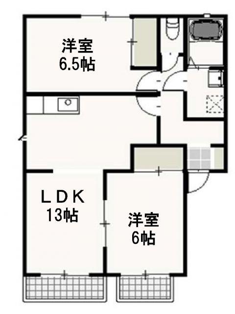 コーポ柴B(2LDK/2階)の間取り写真