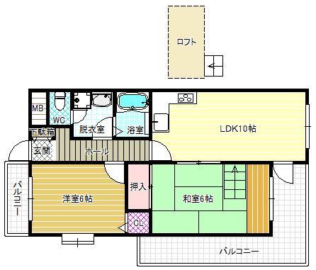 ルミエール(2LDK/3階)の間取り写真