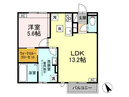 アルファコート(1LDK/1階)の間取り写真