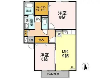 ココ緑が丘(2DK/2階)の間取り写真