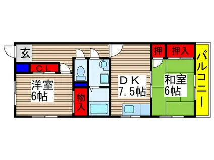 中臺ビル(2DK/3階)の間取り写真