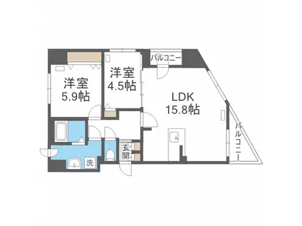 レジェンドコート琴似(2LDK/6階)の間取り写真