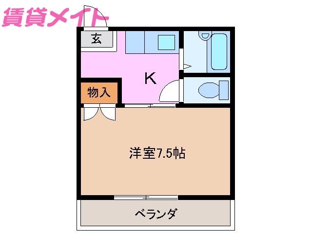ロイヤル川原町(1K/2階)の間取り写真