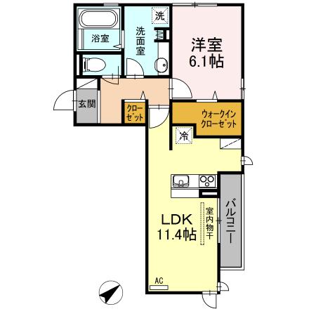 D-ROOMエル・セントロ(1LDK/3階)の間取り写真