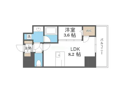 AFFLUENCE難波イースト(1LDK/8階)の間取り写真