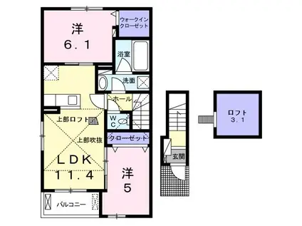 スカイステージ II(2LDK/2階)の間取り写真